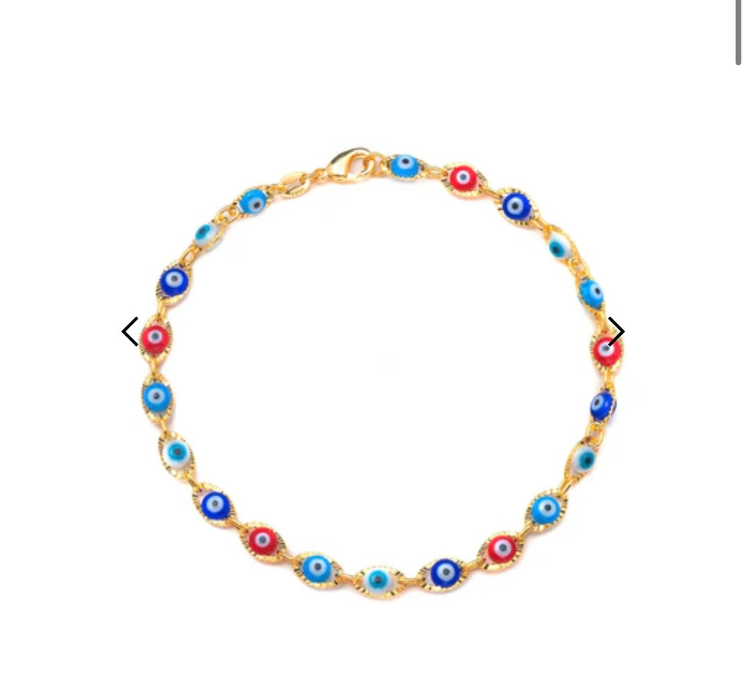 Evil eye multi color anklet