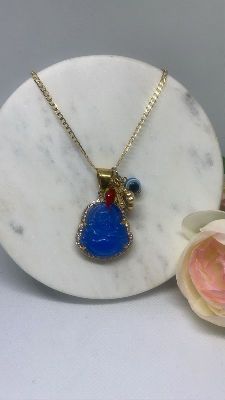 Charm Buddha  blue necklace