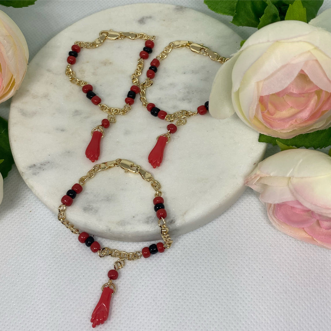 Red fist baby azabache bracelet