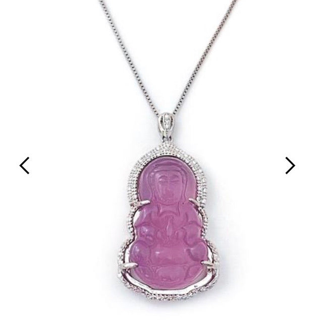 Rose quartz sterling silver Buddha