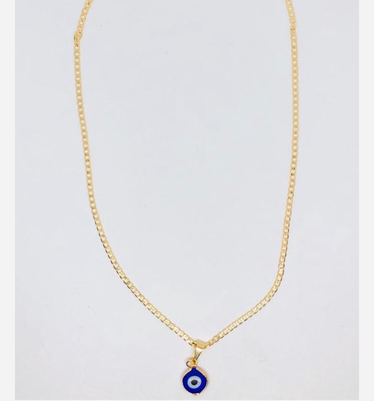 Evil eye charm necklace blue