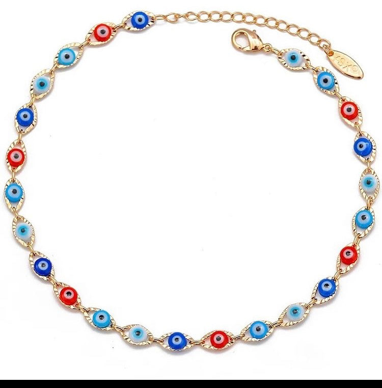 Multi color evil eye necklace
