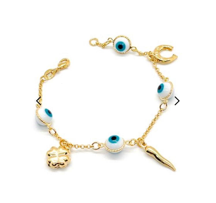 White evil eye charm bracelet