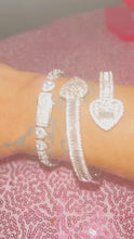 Load and play video in Gallery viewer, Silver crossover Heart baguette cuff bracelet
