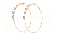 Load image into Gallery viewer, Gold Butterfly hoops
