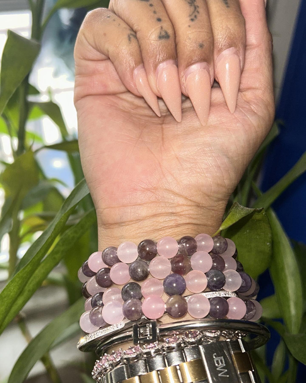 Rose Quartz/Amethyst crystal bracelet
