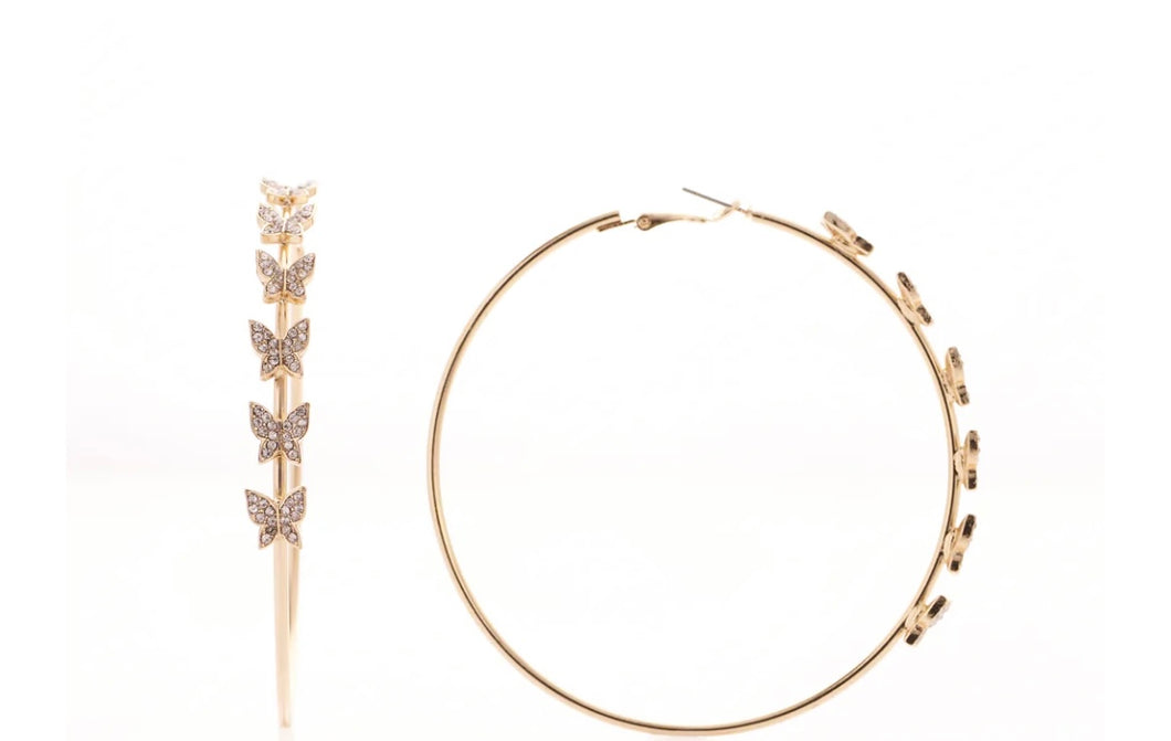 Gold Butterfly hoops