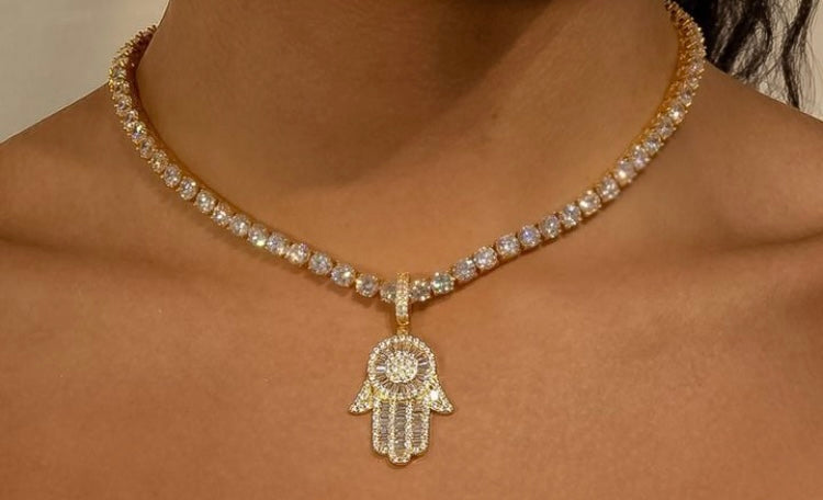 Gold bling hamsa hand
